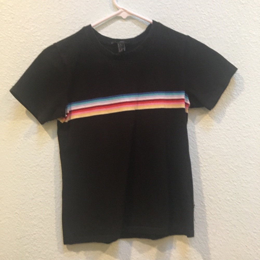 Black t-shirt with rainbow
